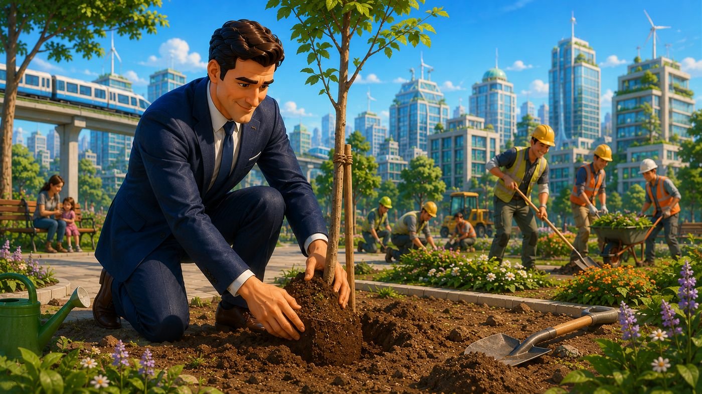 Ben Hawthorne reviewing a city plan